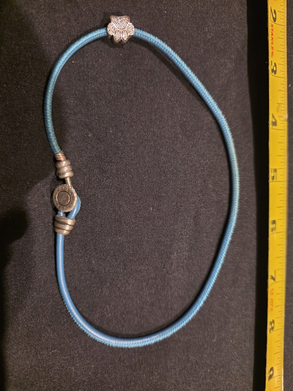 PANDORA Turquoise Leather  BRACELET 597194CTQ Lg. 16.1 inch One Charm
